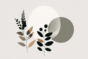 Stampa su tela – Foglie minimaliste con sfondo boho