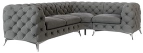 Divano angolare grigio (con penisola a destra/a L) con rivestimento in velluto Chelsea – Ropez