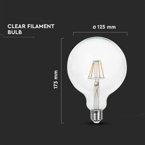 Lampadina LED FILAMENT G125 E27/6W/230V 3000K