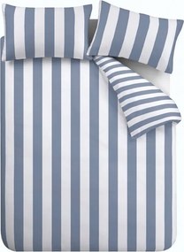 Biancheria da letto singola bianca e blu 135x200 cm Cove Stripe - Catherine Lansfield