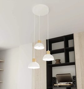 Lampada a sospensione SECO 3 PREMIUM in acciaio e legno 3xE27