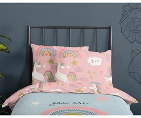 Set copripiumino e federa da bambini blu/rosa in cotone per letto singolo 140x200 cm Suus – Good Morning