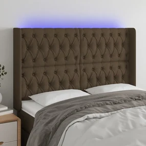 Testiera A Led Marrone Scuro 163x16x118/128 Cm İn Tessuto /