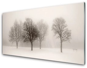 Quadro acrilico Paesaggio di alberi di neve 100x50 cm