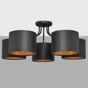 Lampadario a plafone ALBA 5xE27/15W/230V nero/dorato