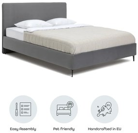 Letto matrimoniale imbottito grigio con rete inclusa 160x200 cm Noira Slim – Bonami Selection