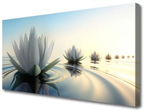 Quadro stampa su tela Ninfee, fiori di stagno 100x50 cm