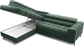 Divano angolare verde allungabile/con contenitore (con penisola a sinistra/a L) con rivestimento in bouclé Ferucce – ELTAP