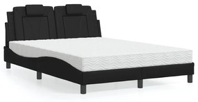 Letto Con Materasso Nero 140x190 Cm İn Similpelle /