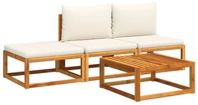 Set divani da giardino 4pz con cuscini legno massello di acacia