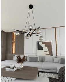 Lampadario Moderno Cadmo Acciaio Nero Grigio 8 Luci E14 Ip20