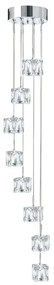 Ice cube 8lt multi-drop pendant - metallo cromato e vetro