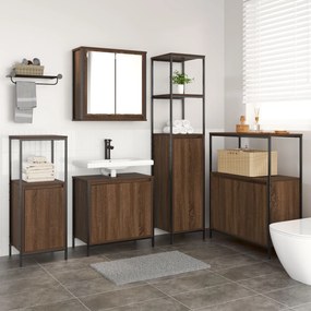 Set di mobili da bagno  a 5 pezzi rovere marrone legno ingegnerizzato
