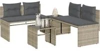 Set Divano da Giardino 4pz con Cuscini Grigio Chiaro Polyrattan 4003883