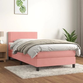 Giroletto A Molle Con Materasso Rosa 90x200 Cm İn Velluto /