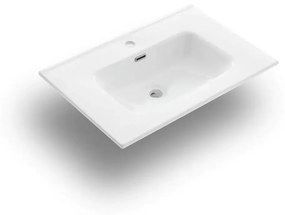 Mobile Bagno Sospeso Effetto Pietra 80cm Due Cassetti e Specchio con Lampada