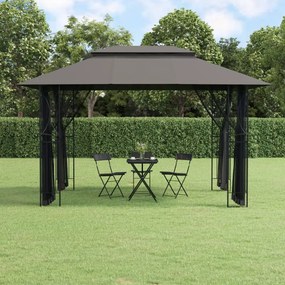Gazebo Con Pareti Laterali Antracite 400x300x270 Cm Acciaio /