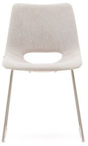 Kave Home - Sedia Zahara beige e gambe in acciaio finitura beige