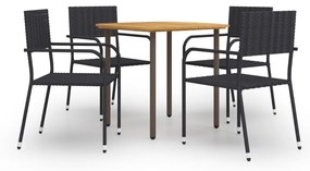 Set mobili da pranzo giardino 5 pz in polyrattan nero