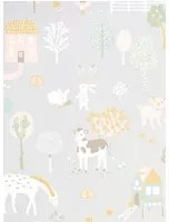 Bauernhoftapete My Farm von Majvillan - Soft Grey