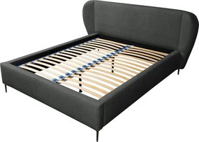 Letto matrimoniale imbottito grigio scuro con rete inclusa 180x200 cm Makana – Makamii