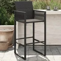 Sgabelli da Bar da Giardino 2 pz in Polyrattan Nero 368702