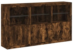 Credenza con luci led rovere fumo 181,5x37x100 cm