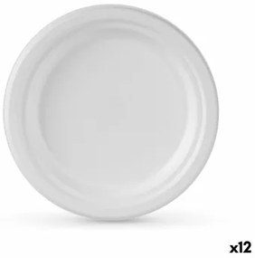 Set di piatti Algon Monouso Bianco Canna da Zucchero 17 cm (12 Unità)