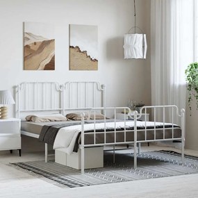 Giroletto Con Testiera E Pediera Metallo Bianco 135x190 Cm /