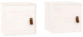 Pensili 2pz bianchi 31,5x30x30 cm in legno massello di pino