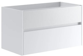 Mobile da bagno sospeso sotto lavabo L 89.5 x H 50 x P 45.5 cm bianco laccato opaco, 2 cassetti Niwa