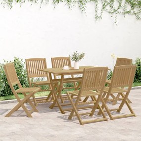 Set da pranzo da giardino 7 pz in legno massello di acacia