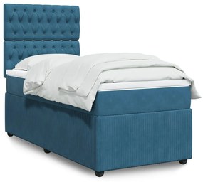 Giroletto A Molle Con Materasso Blu 90x190 Cm İn Velluto /