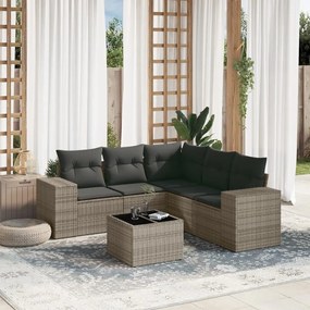 Set divano da giardino 6 pz con cuscini grigio in polyrattan