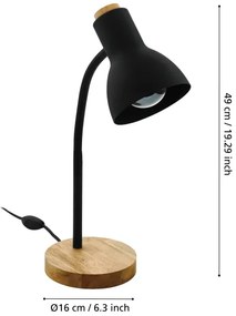 Eglo 98831 - Lampada da tavolo VERADAL 1xE27/40W/230V nero