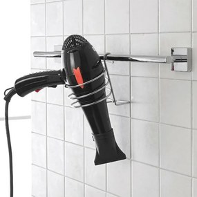 Porta phon a spirale in acciaio cromo con gancio per portasciugamani