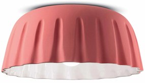 Plafoniera Grande Vintage Decò Madame Gres Ceramica Rosa Corallo 1 Luce E27