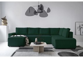 Divano letto angolare in velluto a coste verde scuro Brave Dave - Miuform