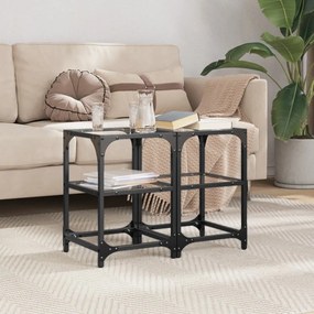 Tavolini Con Piano İn Vetro Trasparente 2 Pz 30x30x45cm Acciaio /