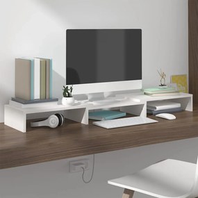 Supporto per monitor bianco 80x24x10,5cm legno massello di pino