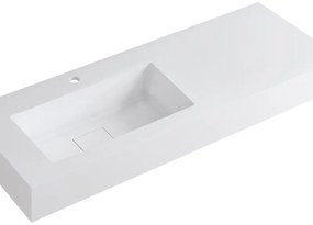 Lavabo a incasso rettangolare vasca a sinistra L 120.5 x H 15 x P 46 cm in resina bianco lucido