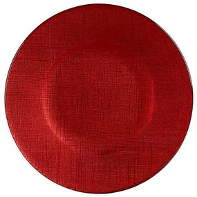 Piatto Piano Rosso Vetro 6 Unità (21 x 2 x 21 cm)