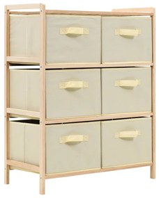 Scaffale Con 6 Cesti İn Tessuto İn Legno Di Cedro Beige /