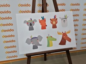 Quadro su tela – Pieno di animali con piume indiane