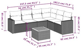 Set divani da giardino 7 pz con cuscini beige in polyrattan