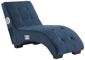 Chaise longue velluto blu con casse bluetooth SIMORRE Beliani