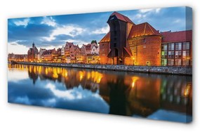 Quadro su tela Edifici del fiume Darńsk 100x50 cm