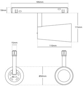 Faro LED 15W Magnetico, CCT, CRI92, 36°, Bianco, 48V - BRIDGELUX LED Colore Bianco Variabile CCT