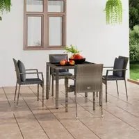 Sedie da Giardino con Cuscini 4 pz in Polyrattan Grigie 319880