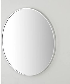 Specchio da bagno tondo 60 cm con cornice argento e staffe